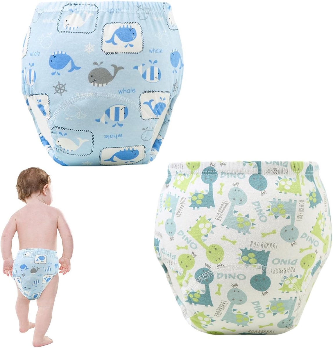 Absorberende Katoenen Onderbroeken voor Kinderen - 2-Pack Potty Training Ondergoed voor 6-24 Maanden