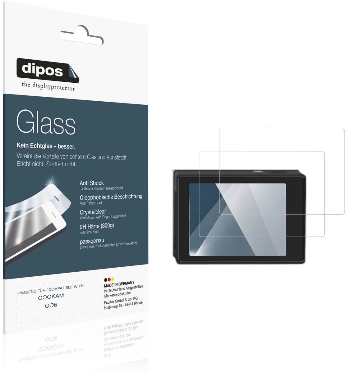 dipos – 2x Pantserfolie geschikt voor GOOKAM GO6 | 9H Screenprotector