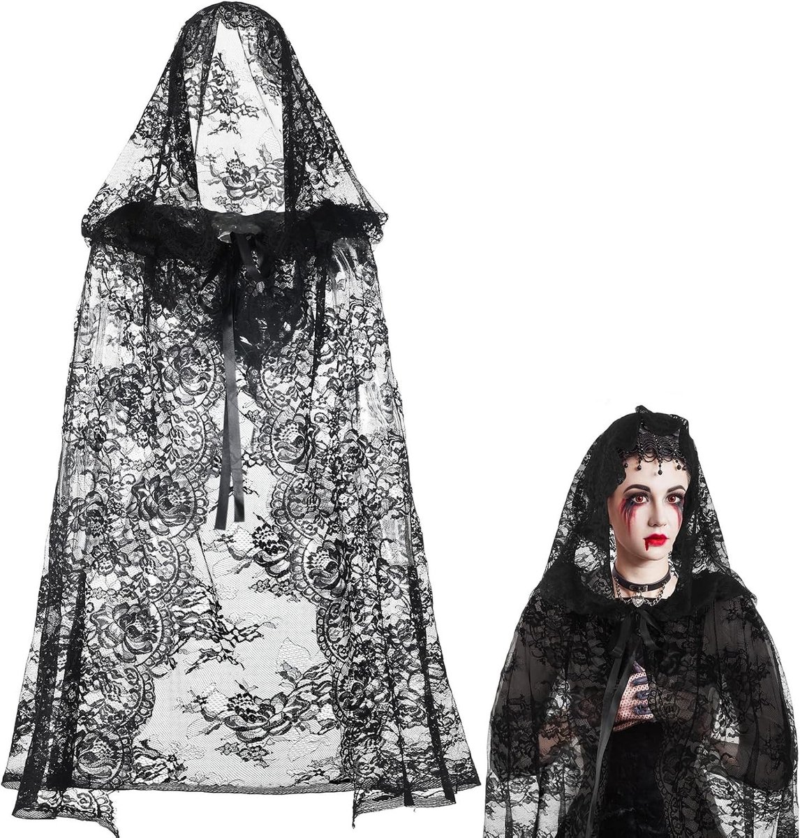 Zwarte Halloween cape voor volwassenen - Kostuumaccessoire voor griezelige feesten en verkleedpartijen
