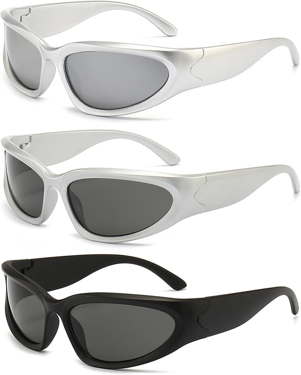 Futuristische Unisex Zonnebrillen met UV400 Bescherming, Lichtgewicht en Polarized Sportbrillen voor Fietsen en Rave Feesten