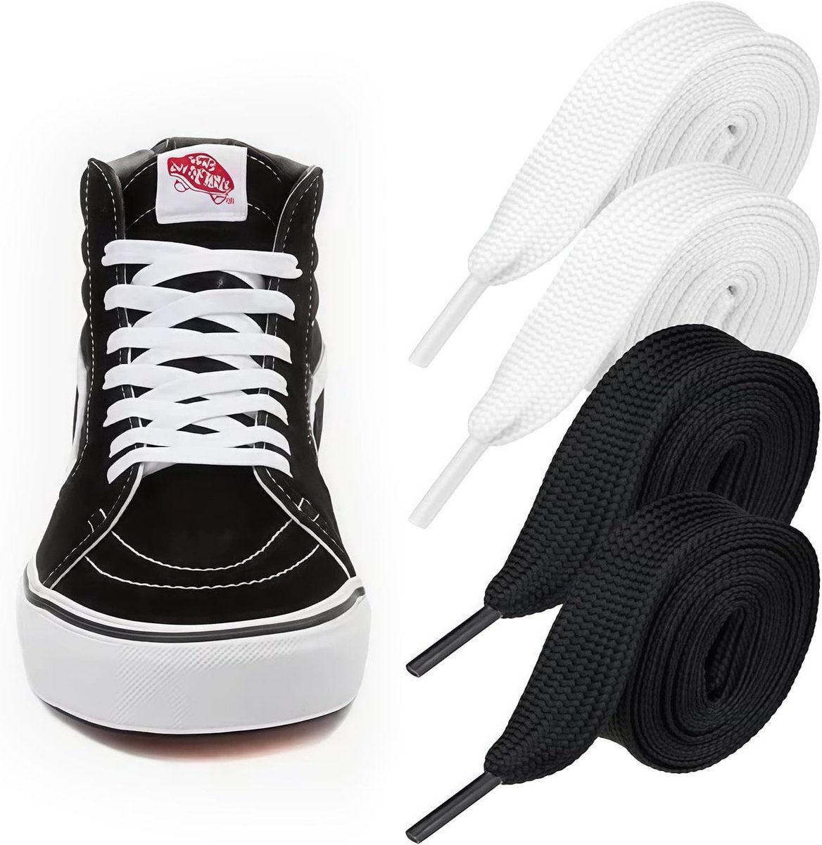 Lachende Schoenveters met Open Mond - Slijtvast Katoen Vervangingsaccessoires voor Canvasschoenen, Sportschoenen en Laarzen in Zwart - Ideaal voor Creatieve Styling en Comfort