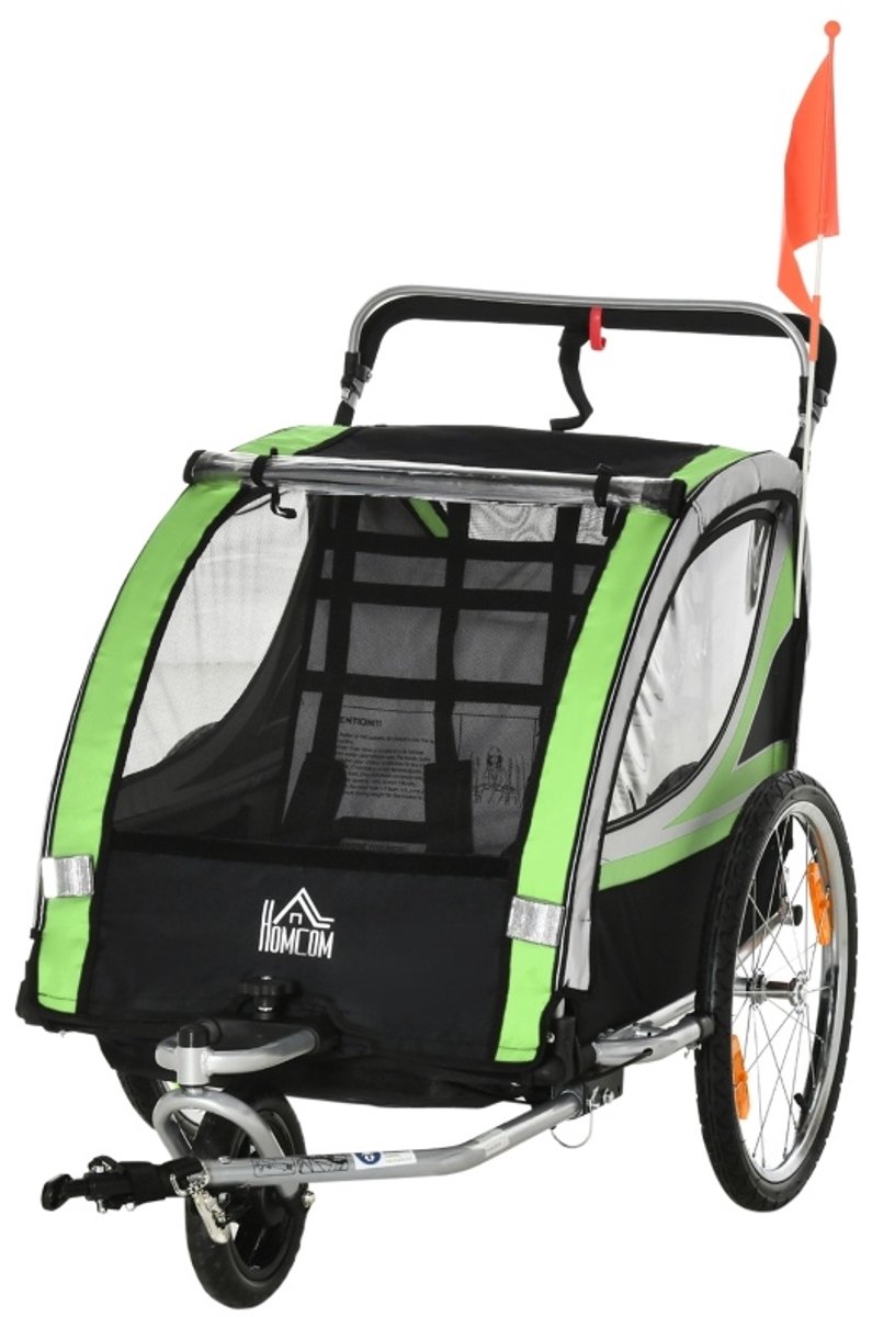 MODFU - Fietskar - Kinderfietskar - 2 In 1 - Duwfunctie - Regenkap - Groen