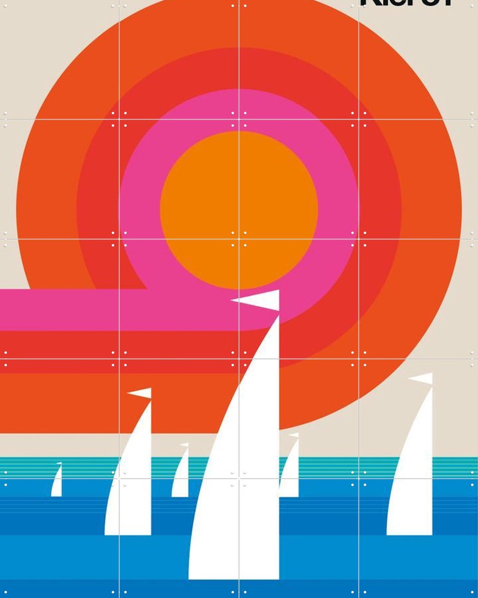 IXXI Kiel 81, Bo Lundberg - 80 x 100 cm - Gratis ophangtool - Grote wanddecoratie en posters - Illustraties, Kleurrijk, Geometrische Kunst