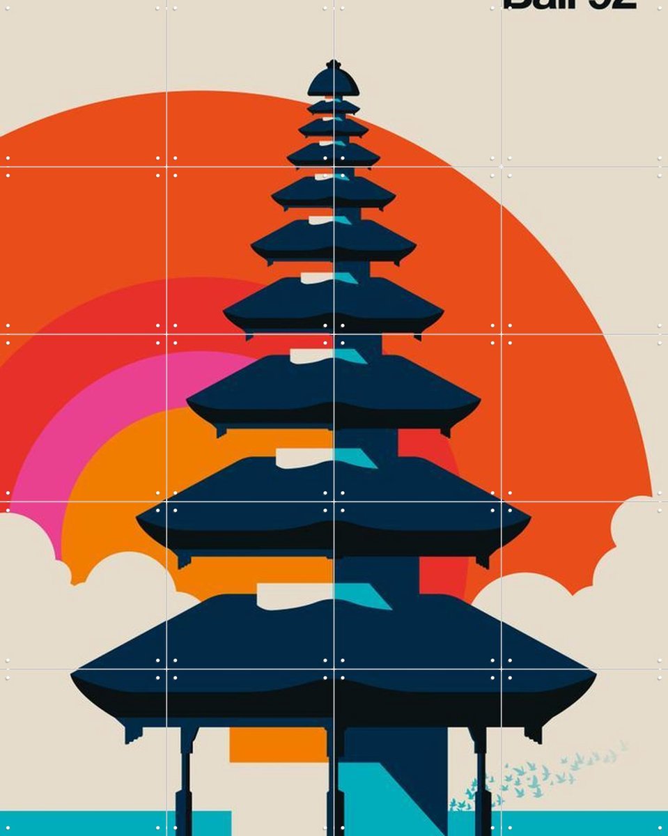 IXXI Bali 92, Bo Lundberg - 80 x 100 cm - Gratis ophangtool - Grote wanddecoratie en posters - Minimalisme, Illustraties, Geometrische Kunst, Digitale