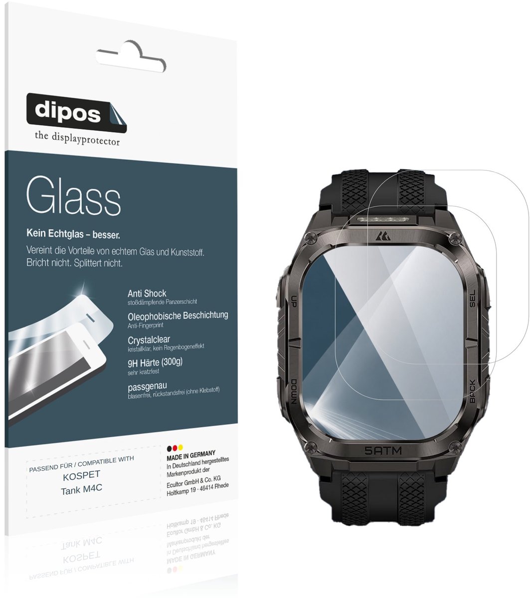 dipos – 2x Pantserfolie geschikt voor KOSPET Tank M4C | 9H Screenprotector
