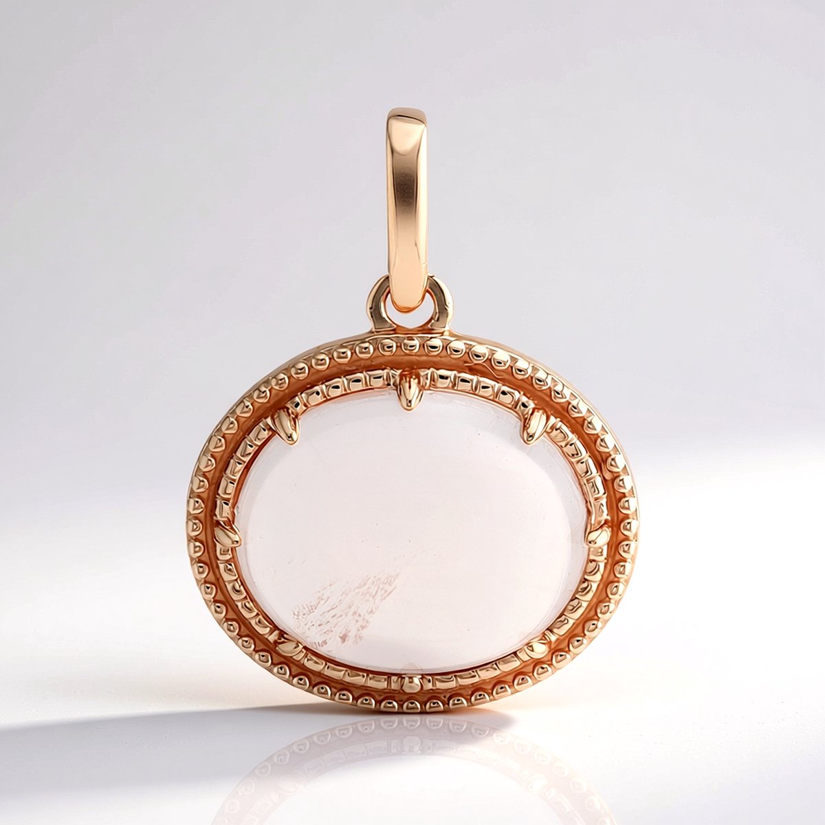 Cavill - Ovale Rozenkwarts Hanger - 4,68 ct Madagaskar - 925 Sterling Zilver - Roségoud Verguld - Elegant, Romantisch Sieraad
