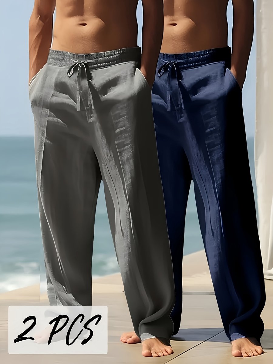 Currero Linnen Broek Heren - Zomerbroek - Volwassenen - Lange Broek - Pantalon - Strandbroek - Zomer - Ibiza Stijl - Zwart + Wit S