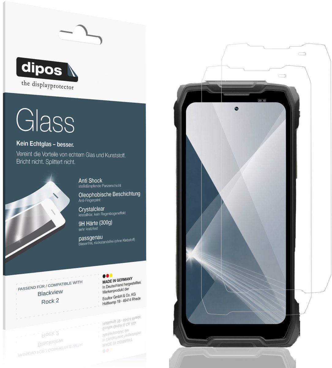 dipos – 2x Pantserfolie geschikt voor Blackview Rock 2 | 9H Screenprotector