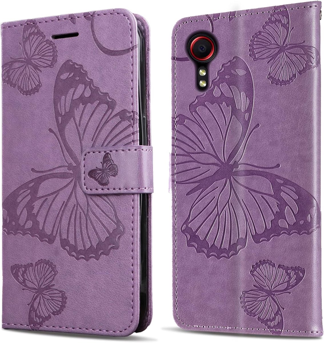Hoesje voor Samsung Galaxy Xcover 5, Kaartenvakken en Horizontale Standfunctie Magneet Hoesje voor Samsung Xcover 5, Paars