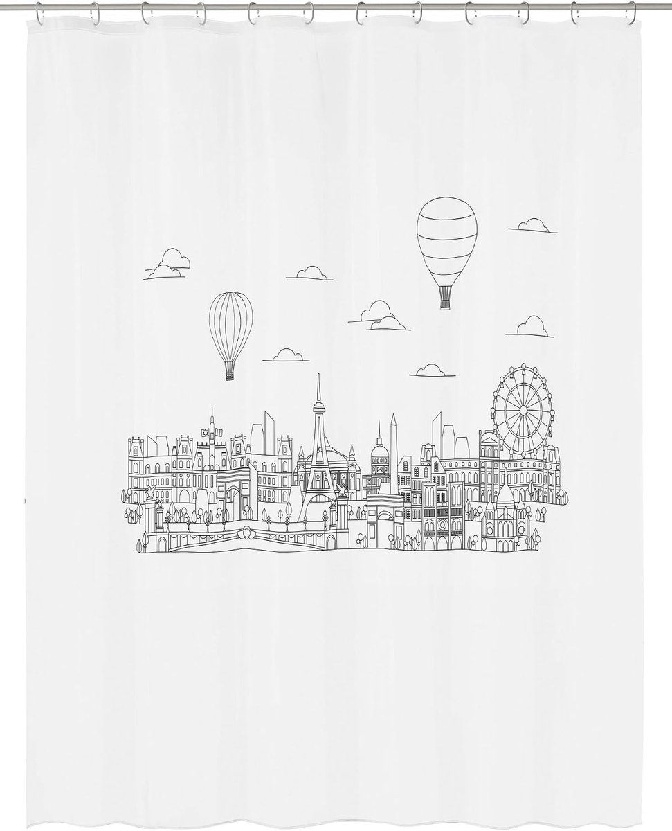 Wolke Douchegordijn PEVA WONDERLAND Zwart-wit 180 x 200 cm