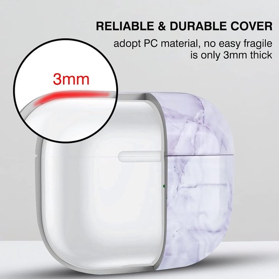 Case Compatible with AirPods Pro, Stylish Marble Pattern Hard PC Full Protective for Portable Lightweight Shockproof Cover for AirPods Pro Charging Case-Purple. — afbeelding 3