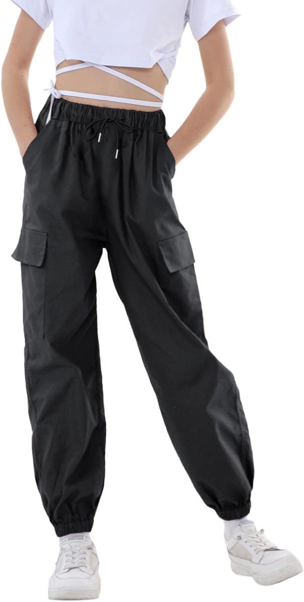 Hiphopbroek voor meisjes, cargobroek met stretch voor jongens, joggers, streetwear en dans