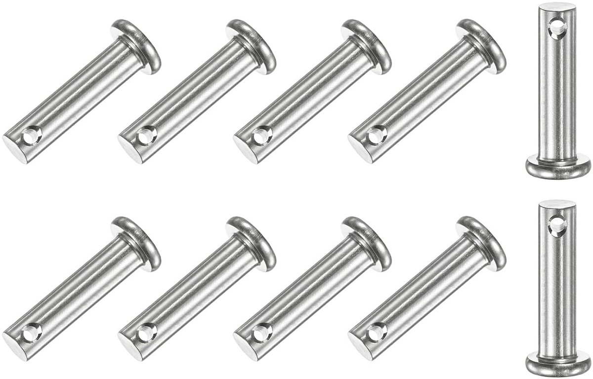 10 stuks vorkpennen met één gat, M6 x 25 mm, platte vorkpennen van roestvrij staal 304/vaste onderdelen/bootaccessoires, verbindingsscharnier