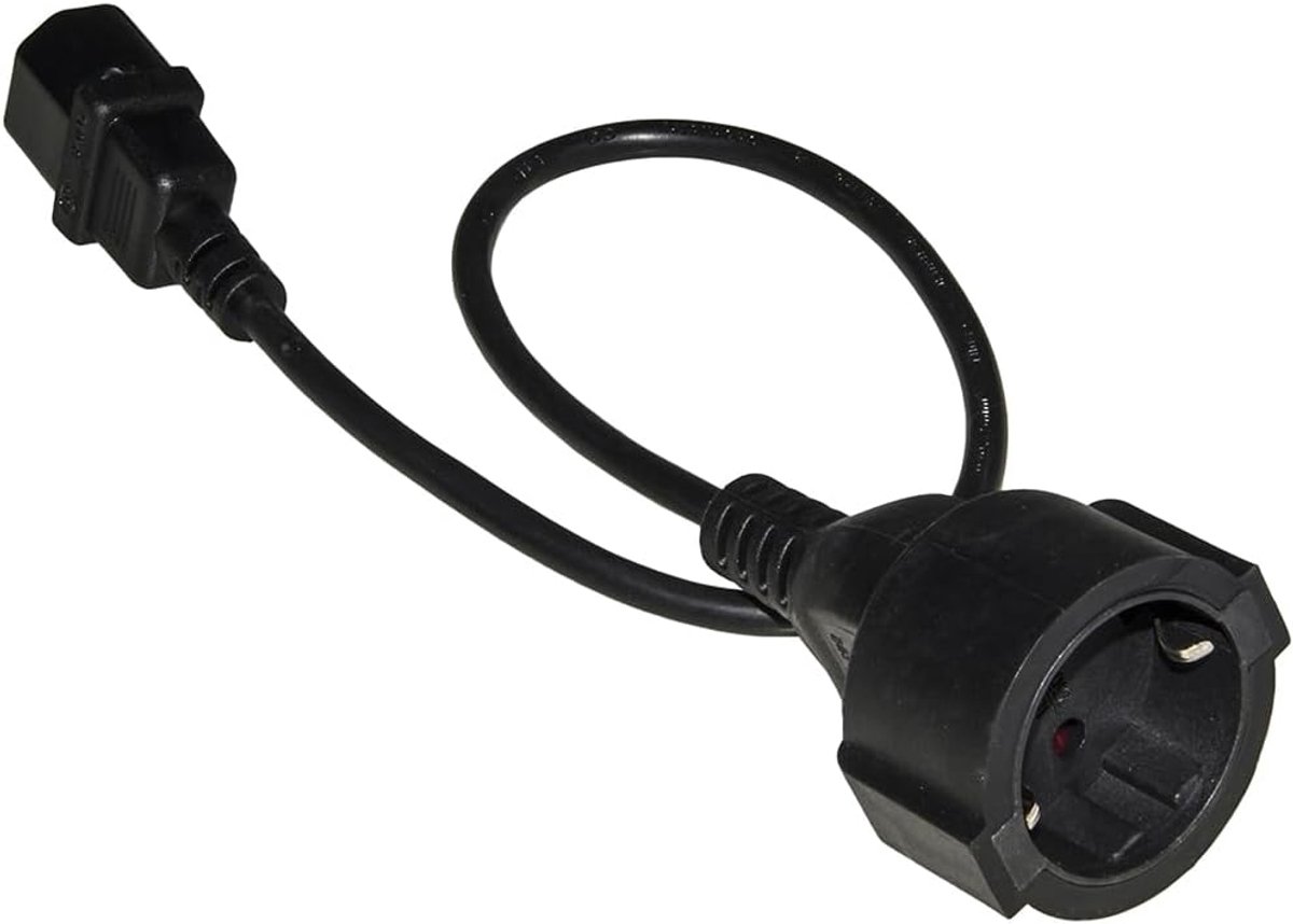 Adapterkabel voor Schuko-stekker, Duits, vrouwelijk, IEC C14, mannelijk, 50 cm
