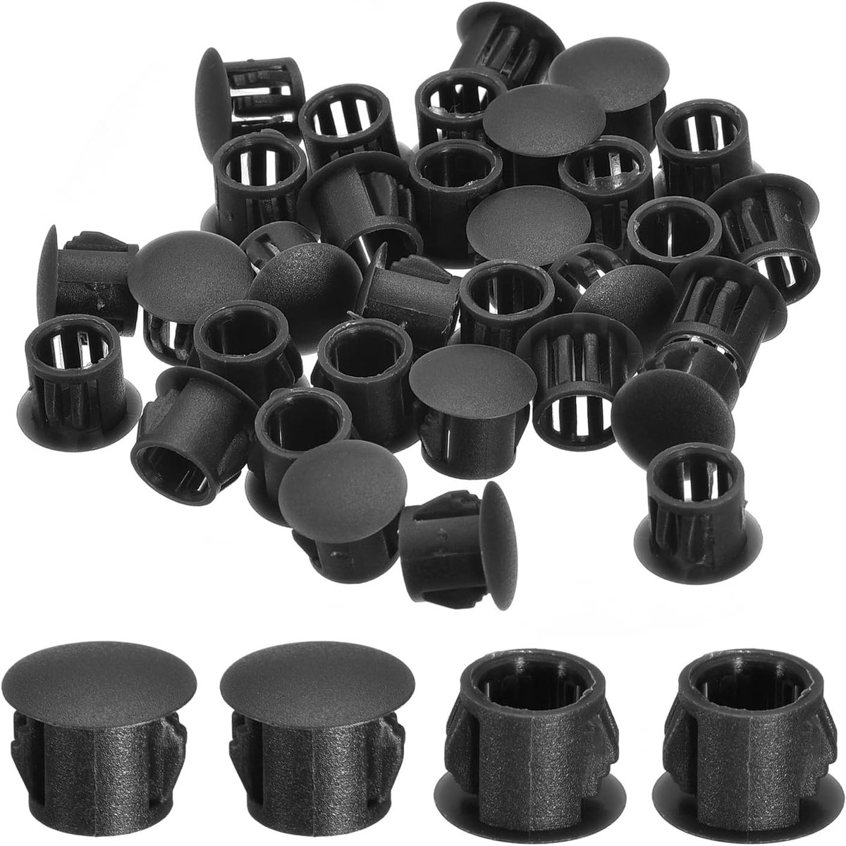38PCS 10mm (3/8") Boorgatafdekkappen, Nylon Blindstoppen voor Meubels, Kasten en Machines, Ronde Kliksluiting voor Boorgaten