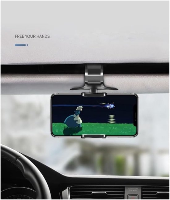 3 in 1 Car GPS Smartphone Holder: Dashboard/Visor Clamp + AC Grid Clip voor GONEX NEX 5 (2020) - Black — afbeelding 4