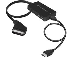 Uhddadi Scart naar HDMI adapter met HDMI kabel, Full HD 720P/1080P Switch Video Audio Converter voor HDTV Monitor STB VHS Xbox PS3 Sky Blu-ray DVD-speler