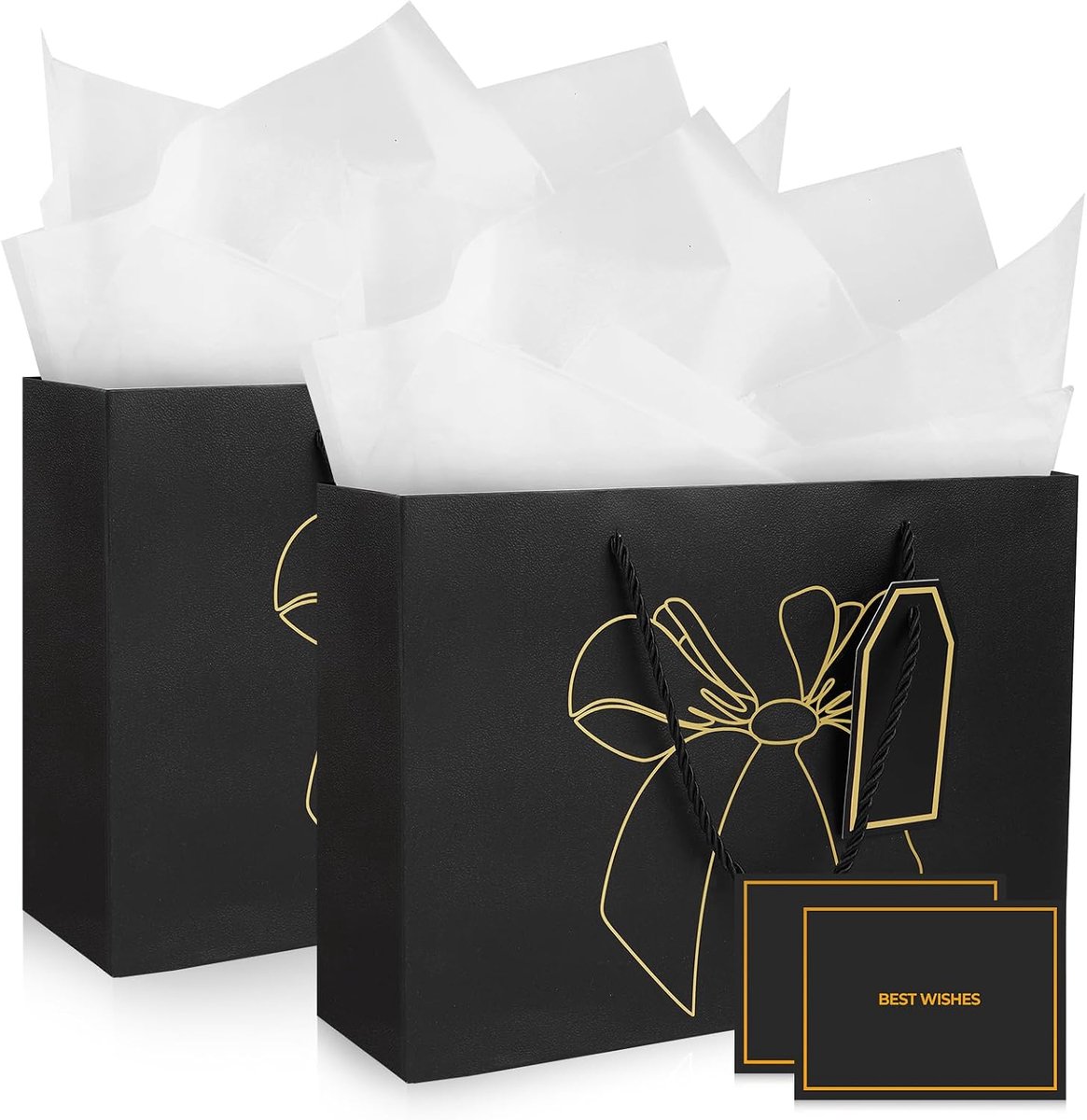 2 stuks papieren cadeauzakjes met 2 zakdoeken en 2 kaarten, cadeauzakjes met handgrepen voor vrouwen, meisjes, bruidsmeisjes, verjaardagen, Valentijnsdag en bruiloftsfeesten