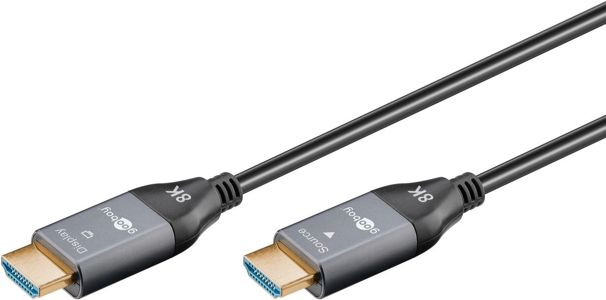 Image of Goobay Optische hybride Ultra High Speed HDMI-kabel (AOC), 50 m, 8K/60 Hz, 48 Gbit/s, glasvezel, zwart
