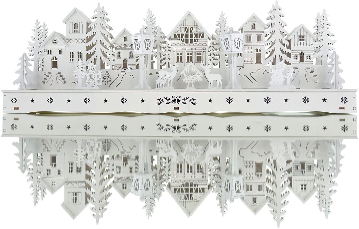 Lumineo kerstdorp wit 6 huisjes 45 x 15 cm