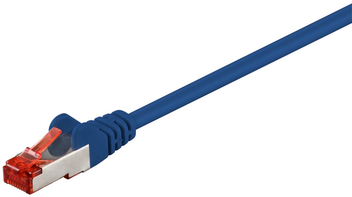 Goobay CAT 6 netwerkkabel, S/FTP (PiMF), blauw, 3 m, met koper beklede aluminium geleider (CCA)