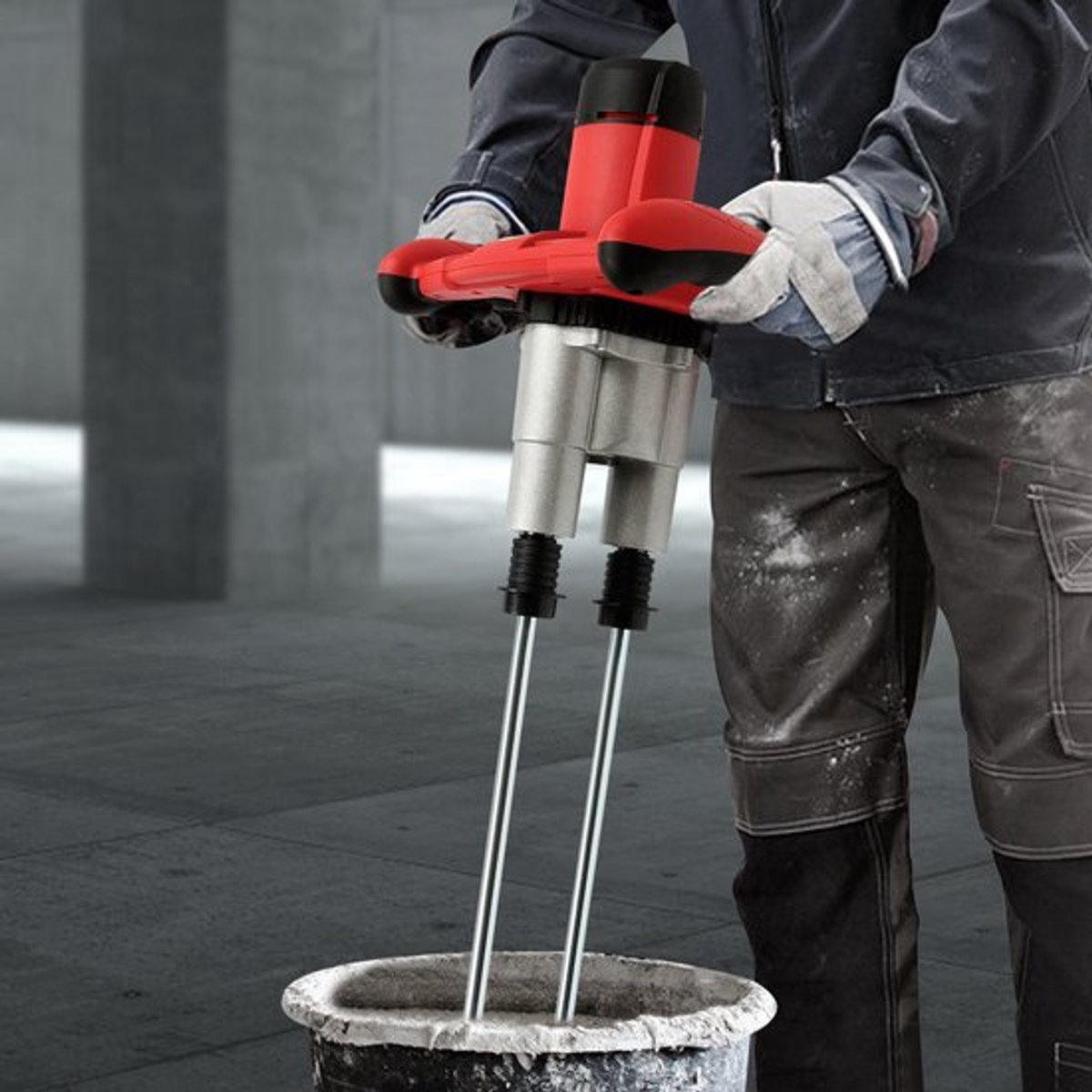 Mortelmixer Elektrisch - 1800 W Vermogen - 6 Snelheden Instelbaar - Aluminiumlegering En Metaal - Voor Cement En Verf - Handmixer Roerder
