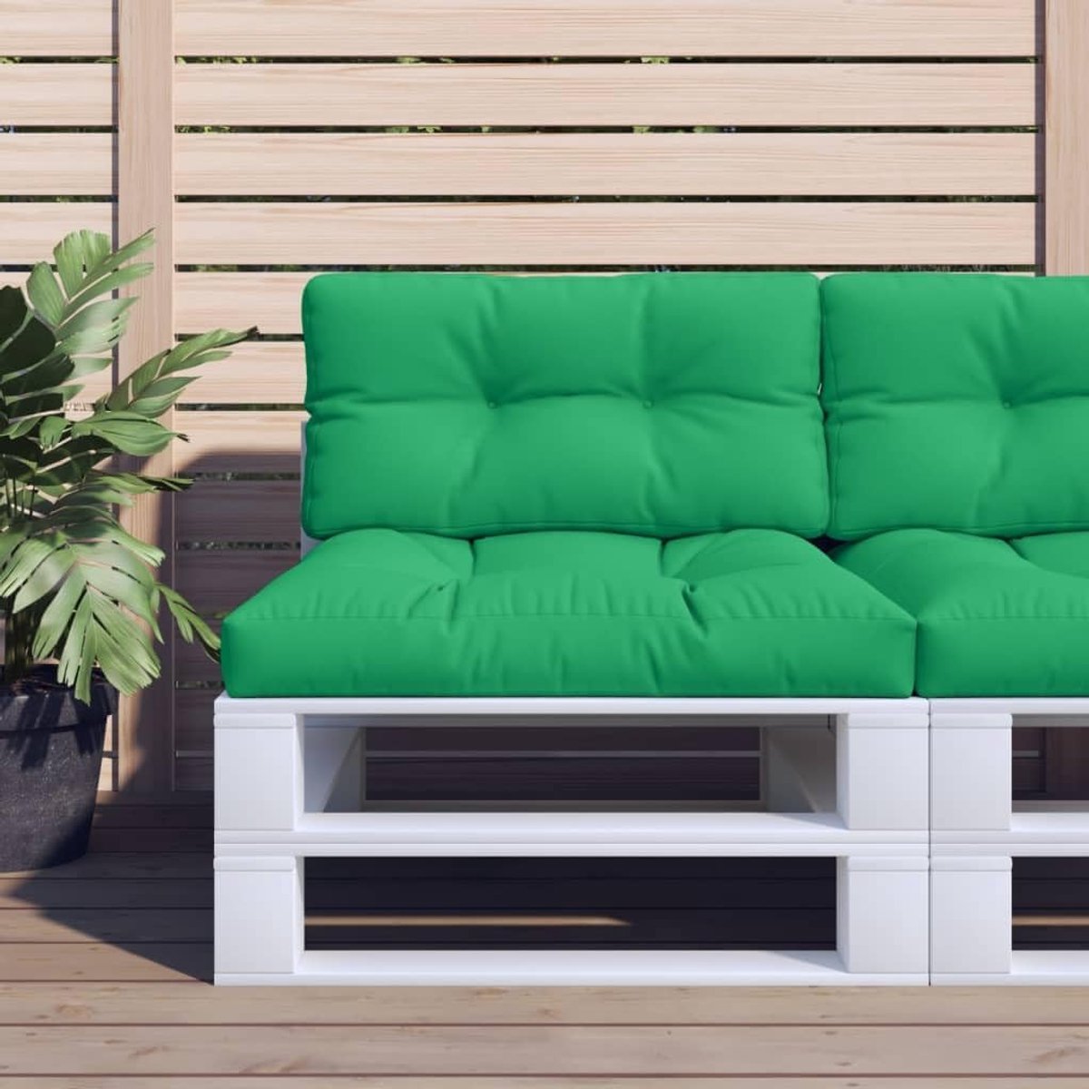 Groen, 80 x 40 x 12 cm, set van 4 outdoorkussens, overtrek van duurzaam polyesterweefsel met zachte holle vezelvulling, voor tuinmeubelen en terrasmeubels