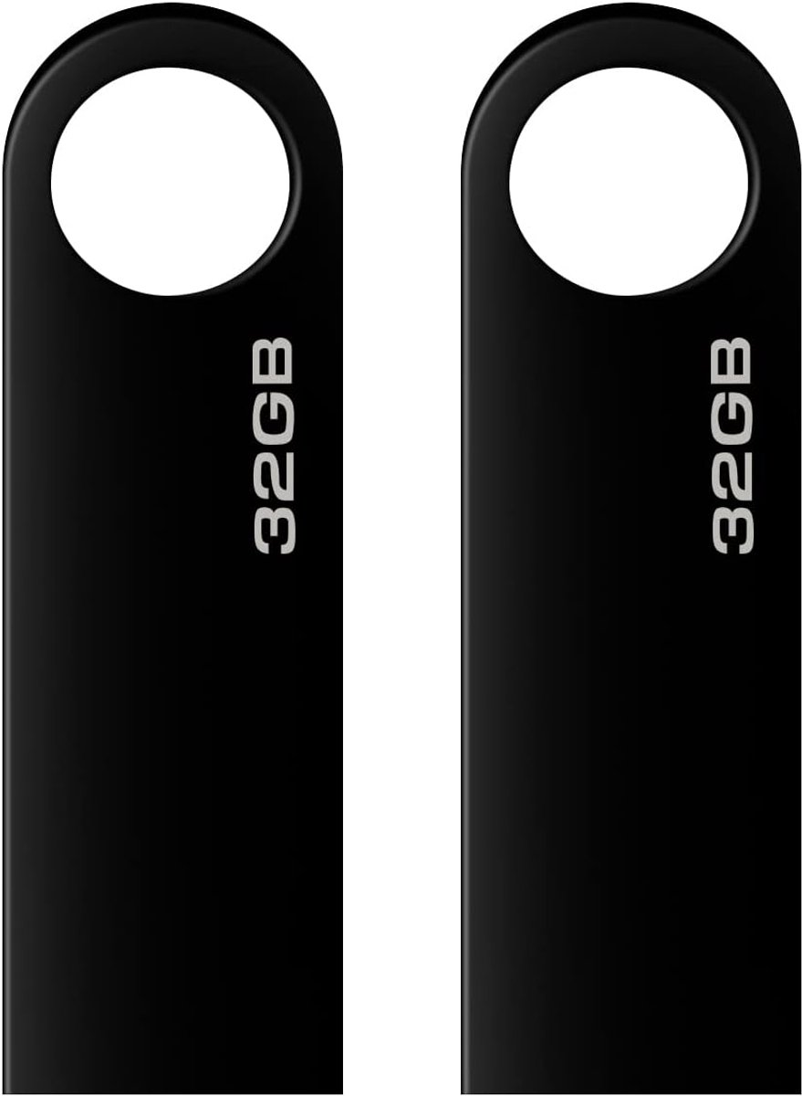 Flash Drive 32GB, 2 stuks Mini Pen Drive 64 Giga Portable USB Key USB Flash Drive 32GB voor PC, Laptop, etc. (Black*2PCS)