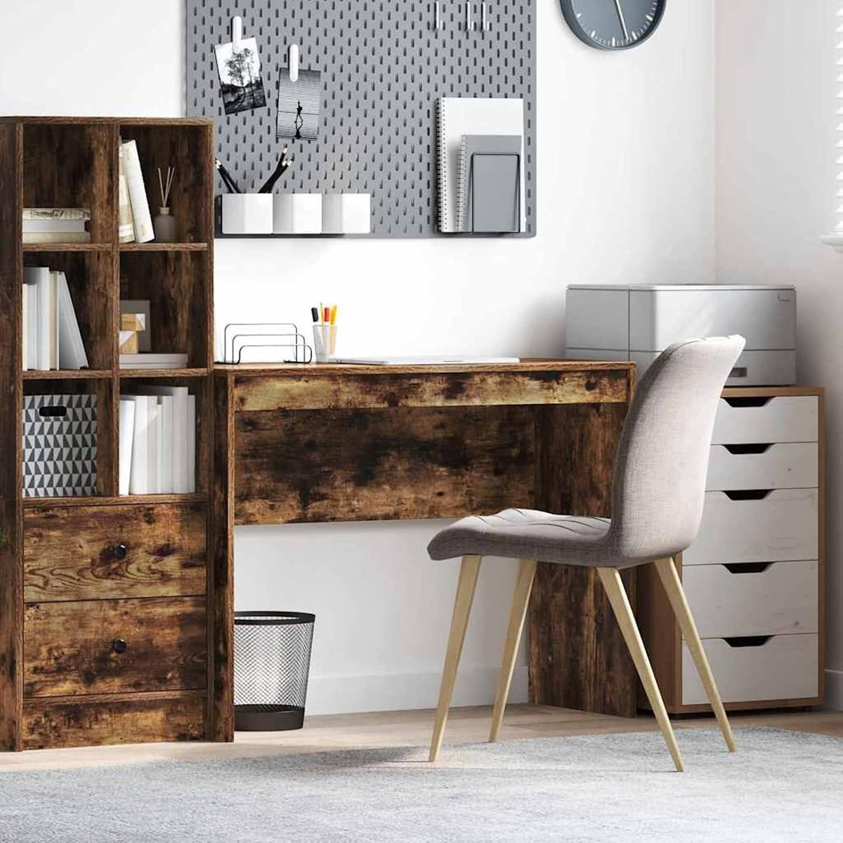Bureau, gerookt eikenspaanplaat, 100 x 40 x 76 cm, moderne computertafel voor werkkamer, slaapkamer, woonkamer869406