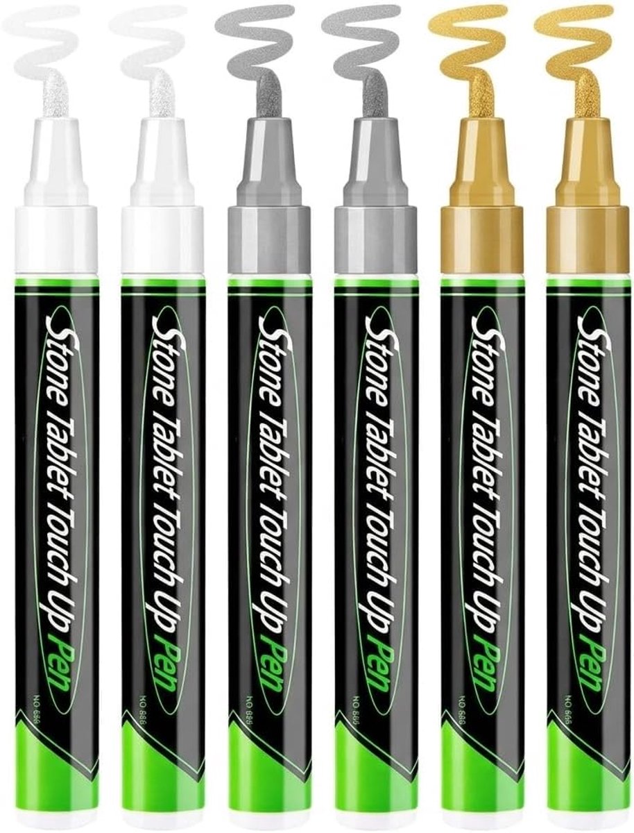 Kleur, grafsteen, stift, permanente marker, sneldrogend, waterdicht, voor grafsteen-inscripties (3 kleuren, 3 kleuren (6 stuks))