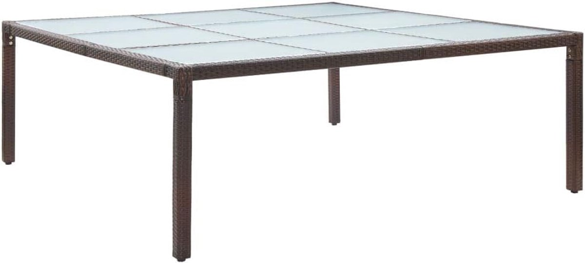Eettafel voor buiten, vierkant, polyrotan, keukentafel, vierkant, 200 x 200 x 74 cm, bruin