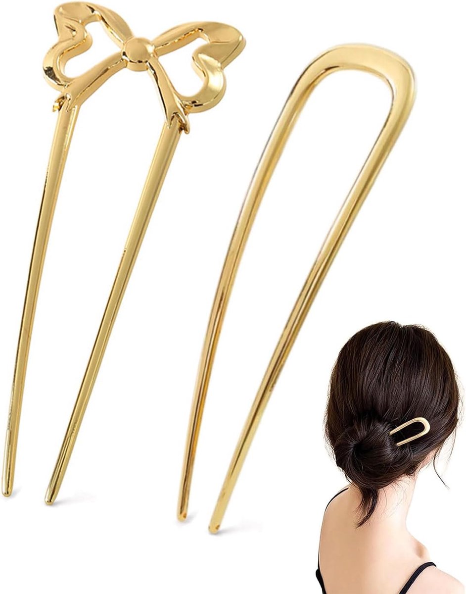 Haarnaalden voor dames, 2 stuks, goud