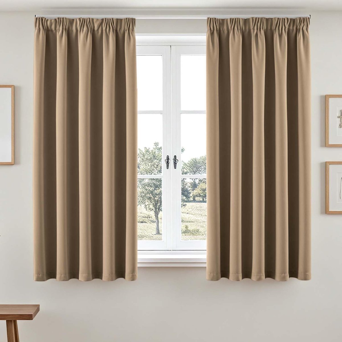 Gordijnen met plooiband, ondoorzichtig, H 160 x B 140 cm, set van 2