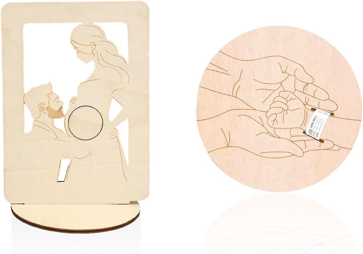 1 Stuk Houten Paar Gedenkplaat, 1 Stuk Baby Geboorte Decoratie, Baby Echografie Test Fotolijst, Moederdag, Partij Cadeau Voor Aanstaande Moeders.