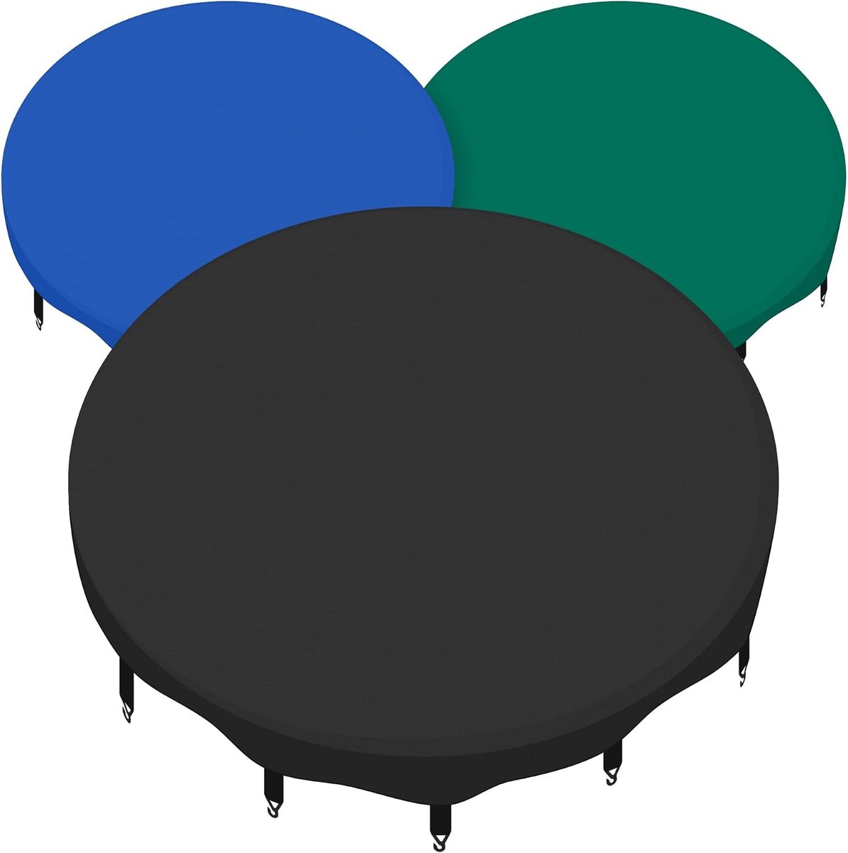 Awm Trampoline afdekzeil regenhoes beschermzeil 305 366 400 430 460 cm zwart blauw groen (blauw, 400cm)