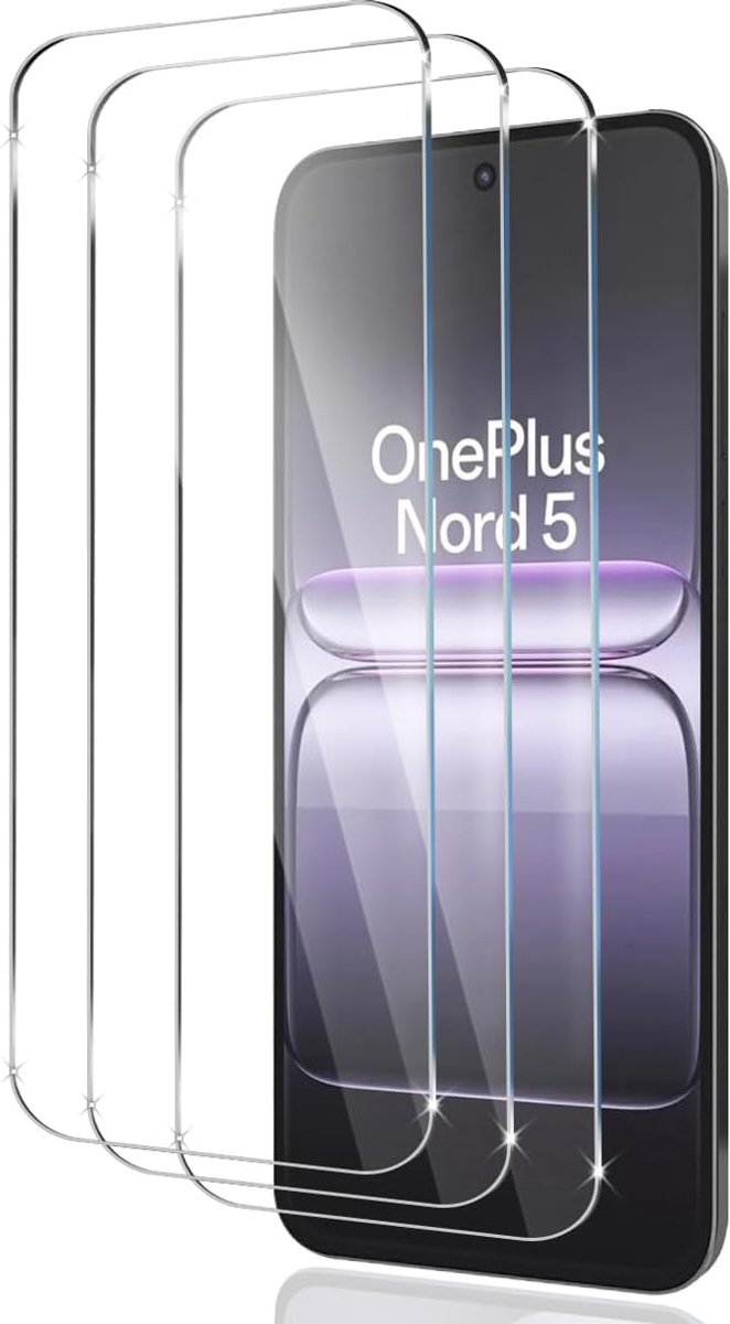 Compatibel met OnePlus Nord 5 voor pantserglas, 3 stuks 9H hardheid veiligheidsglas, anti-kras displayfolie, anti-luchtbellen, HD Clear displaybescherming