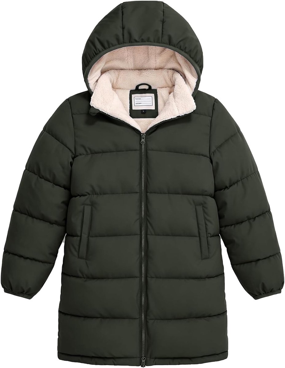 Heekpek Winterjas voor kinderen, lange jas met capuchon, voor 6-15 jaar