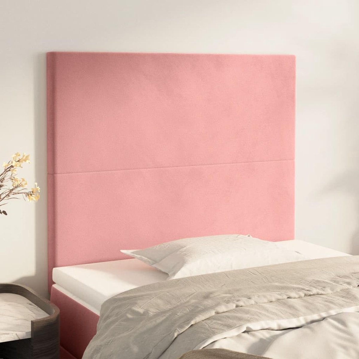 Hoofdsteunen 2 stuks roze 100 x 5 x 78/88 cm fluwelen hoofdeinde voor slaapkamer slaapkamer hotels meubels