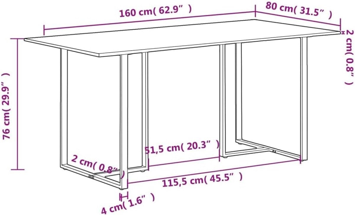 Eettafel Eettafel Familie Eettafel voor Woonkamer 160 cm Oud Hout Massief