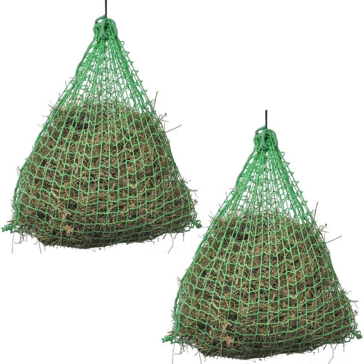 2 stuks hooinet 0,75 m x 0,5 m maaswijdte 45 mm x 45 mm, rond, groen, 100% PP