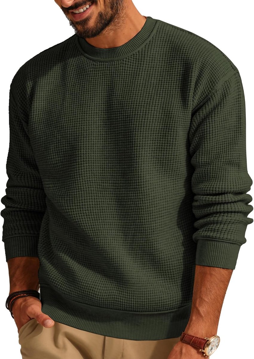 Trui met ronde hals voor heren, trui, lange mouwen, trui, winter, warm, basic, casual, slim fit