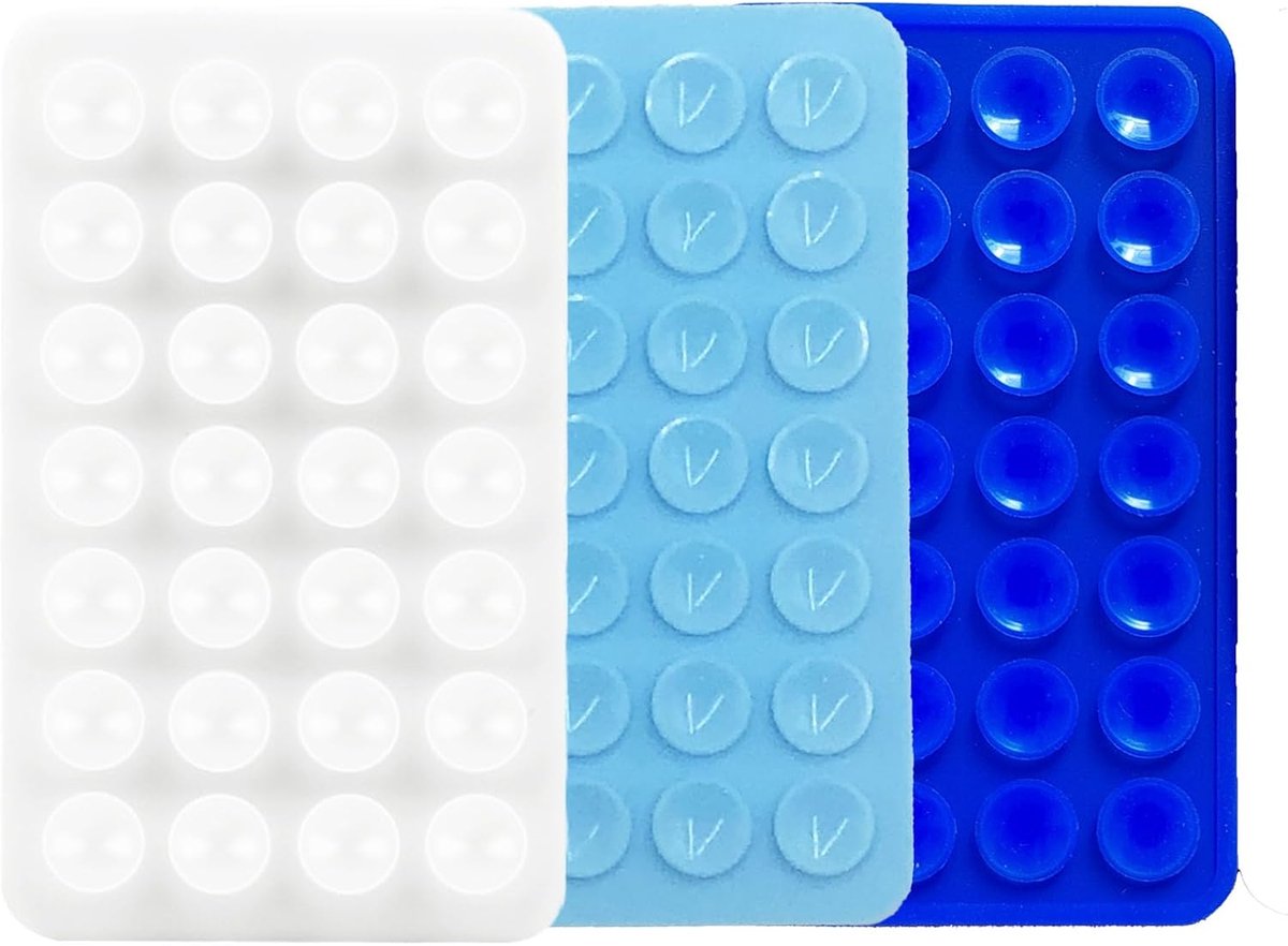 3 stuks 28 kopjes telefoon zuignap, kleverige telefoonhoes voor muur, zuignap houder voor auto mobiele voedingen (blauw wit)