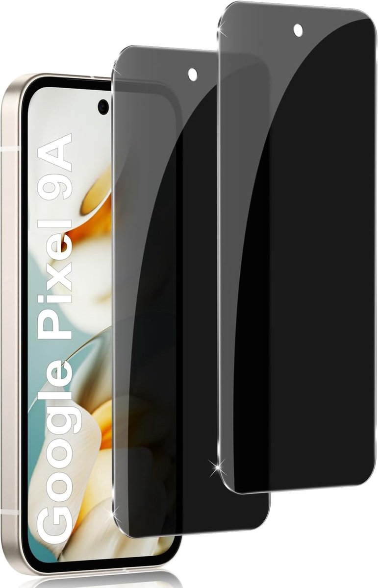 Privacy Displaybeschermfolie voor Google Pixel 9A, anti-spy van gehard glas, displaybeschermfolie met hardheidsgraad 9H, krasbestendige displaybescherming, 2 stuks