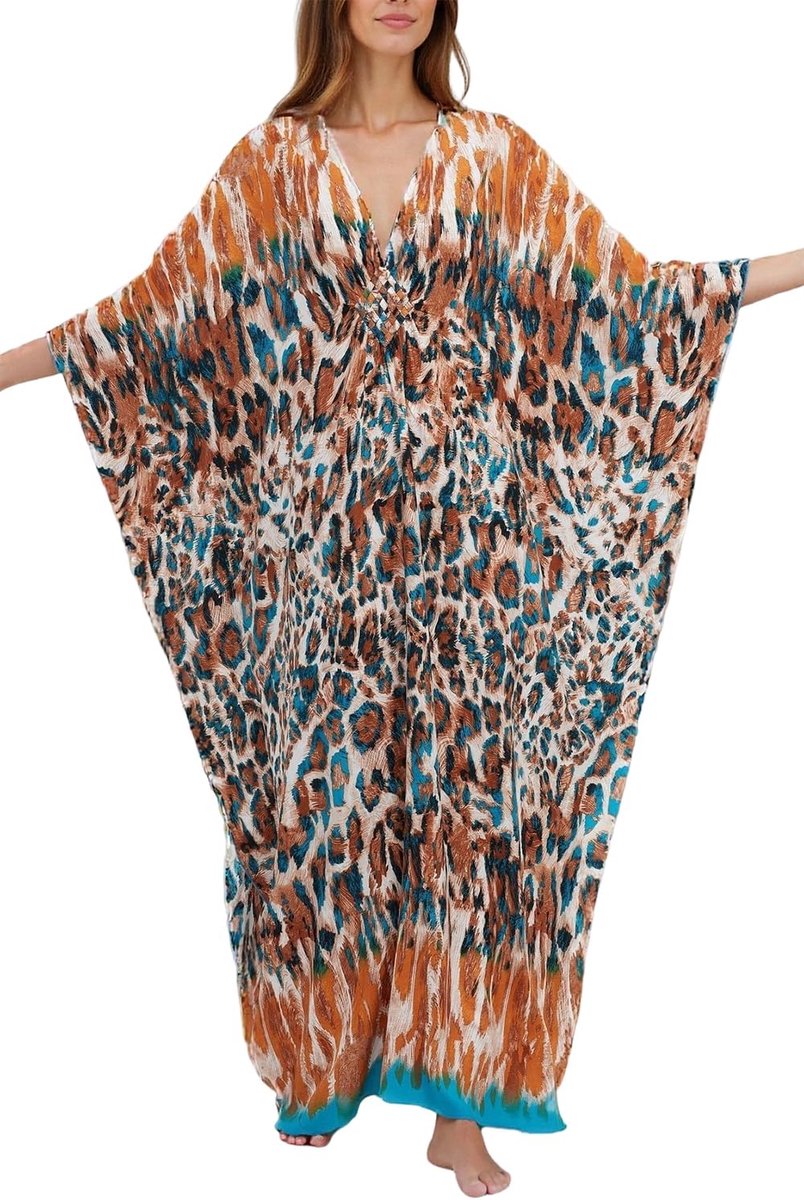 Etnische print loungewear kaftan vrijetijdskleding nachtjurk strandjurk oversized kaftan cover-ups