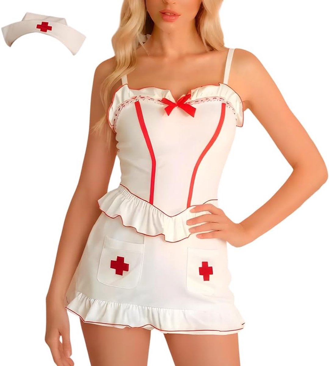 Verpleegsterskostuum voor dames, ondeugende lingeriesets - rollenspel, fancy outfits, jurk voor volwassenen, teddy babydoll, nachthemd, cosplay, uniform, mini-jurk, nachtkleding voor vrouwen