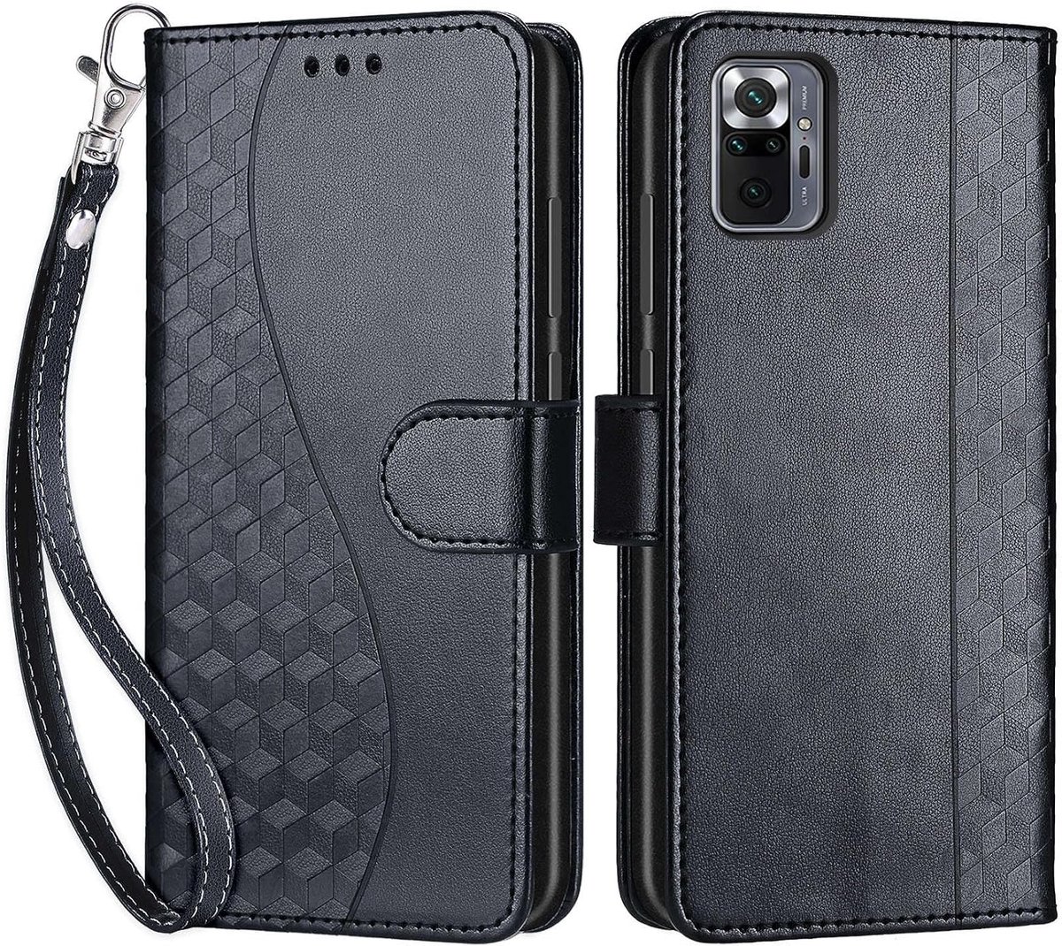 Portemonnee Telefoonhoes voor Xiaomi Redmi Note 10 Pro Kubus-Zwart