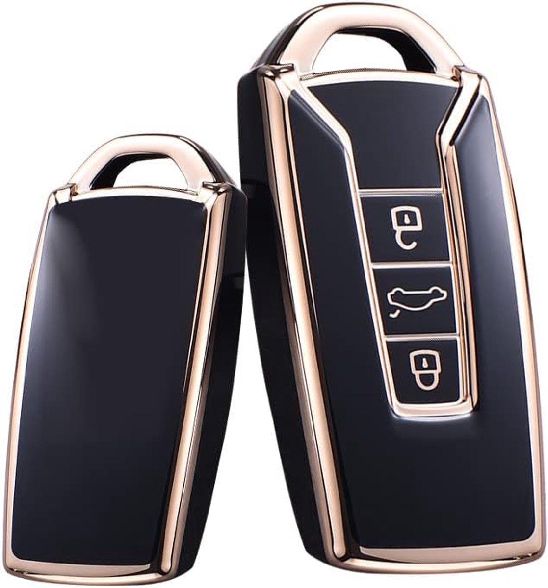 Autosleutelhoes geschikt voor VW Touareg 2018 2019 2020 2021 2022 sleutelhoes siliconen beschermhoes voor Volkswagen Touareg sleuteletui Shell Jacket Protector-goud zwart