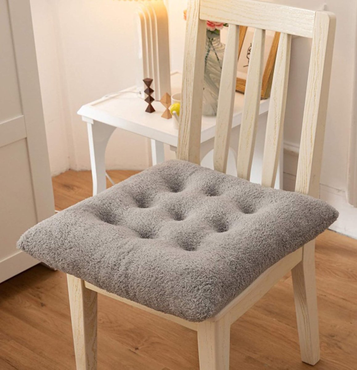 Zitkussen, zachte stoelmatten, warme stoelkussen, kameel lammeren wol pluizige comfortabele eetkamerkussens voor thuis terras keuken kantoor slaap-grijs. 50x50cm