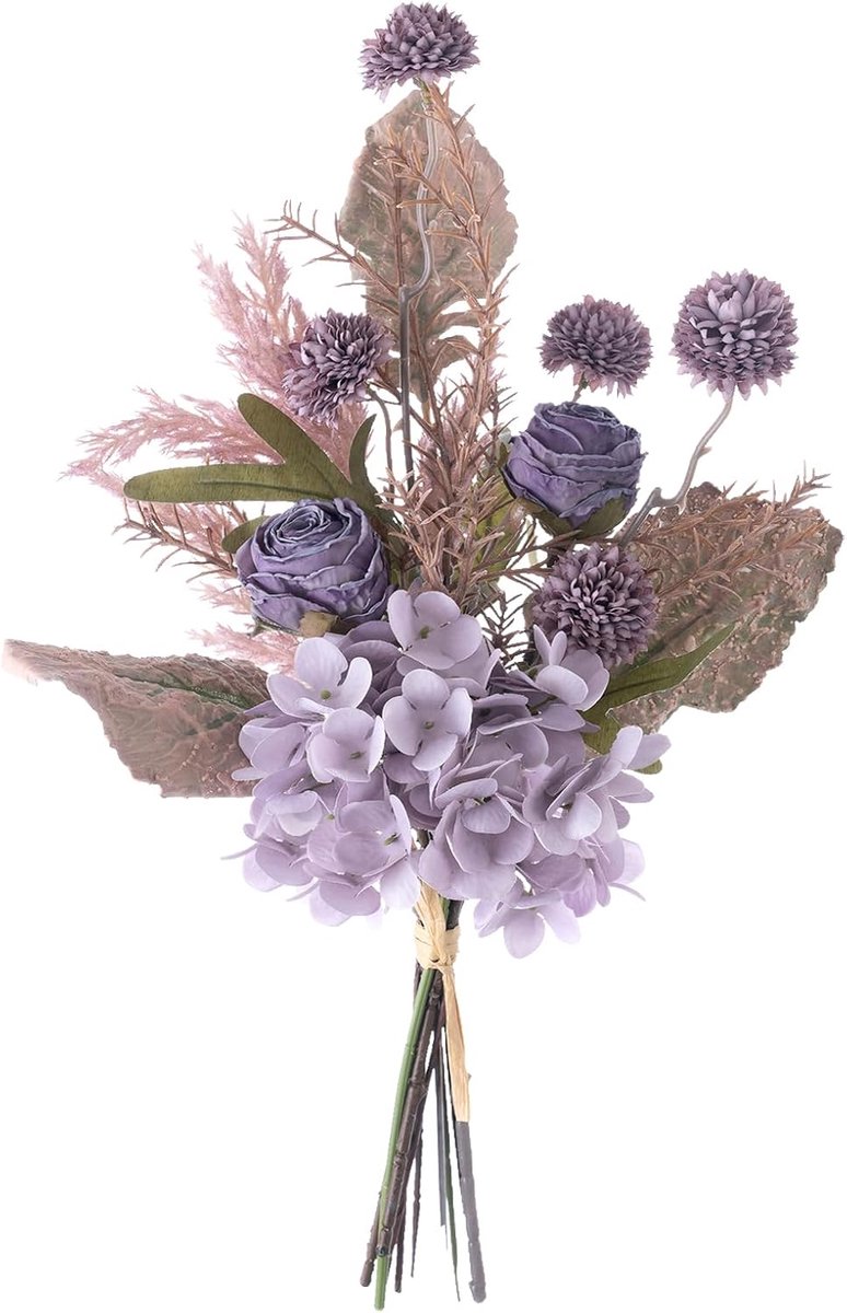 Kunstbloemen Kunstrozen Faux Bloemen Boeketten Zijde Bloemstukken Realistische Nep Plant voor Bruiloft Feest Tafel Centerpiece Huisdecoratie (Paars)