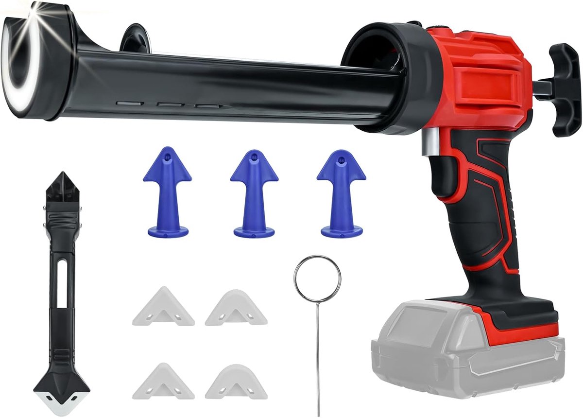Afdichtingspistool - compatibel met Milwaukee 18V accu (accu niet inbegrepen) - 450 lm LED, 4 snelheden, 300 ml - voor keuken, badkamer & raam